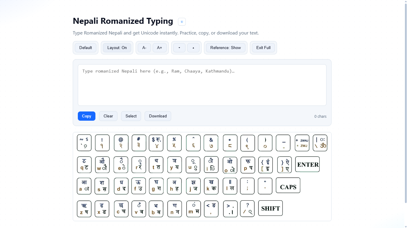 Nepali Romanized Typing Interface